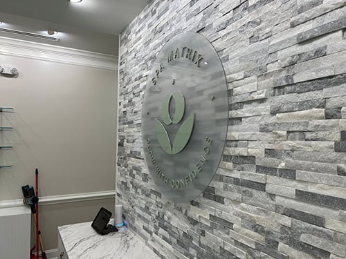 3-D Letters on Acrylic Panel with Stnadoffs Lobby Sign