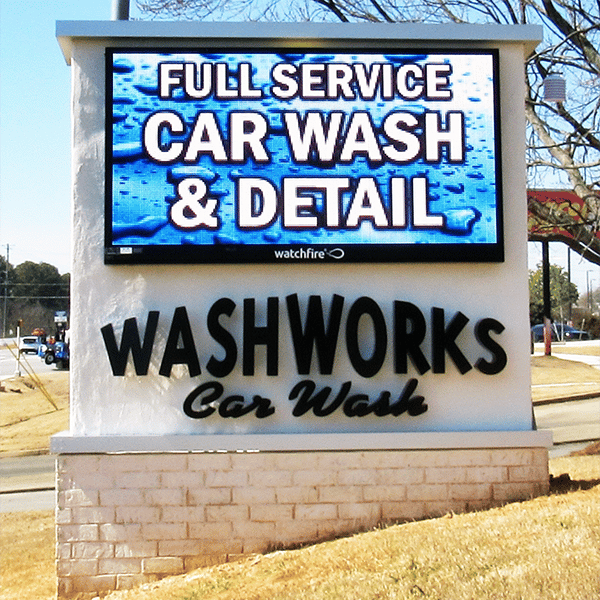 EMC Masonry Monument Sign with Halo Lighted Channel Letters