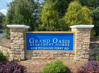 stone apartment monument sign, apartment signs