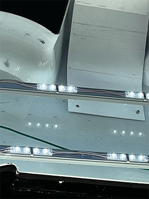 replacement LED lights in a cabinet sign