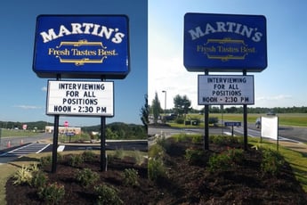 Martins Restaurant Post Sign with Embossed Pan Face