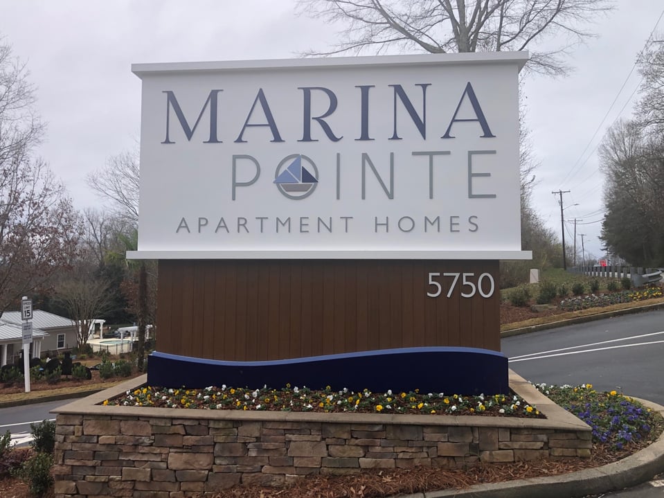 Marina Pointe Lighted Apartment Monument Sign