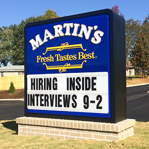 Martins Resturant illuminated monument sign with readerboard