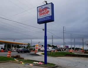 Tall Post Sign with Lightbox and Pan Face