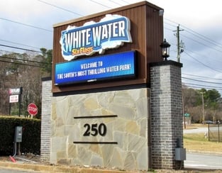 Six Flags Whitewater EMC Logo Box Masonry Monument Sign-1