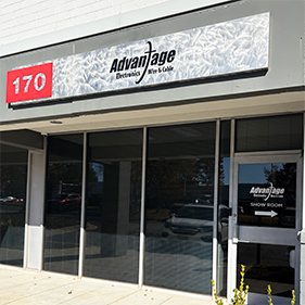 Storefront sign for Advantage Electronics Wire & Cable at suite 170, designed and installed by Marietta Signs in Marietta, GA.