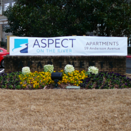 Apartment leasing banner on monument sign — Metro Atlanta, GA — Marietta Signs