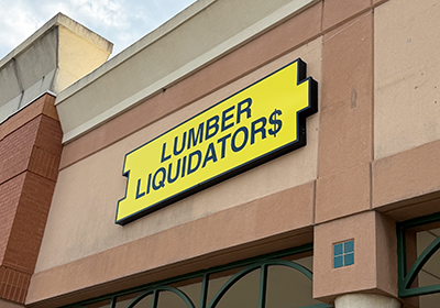 Lumber Liquidators Logo Box Sign Installed by Marietta Signs in Athens, Georgia
