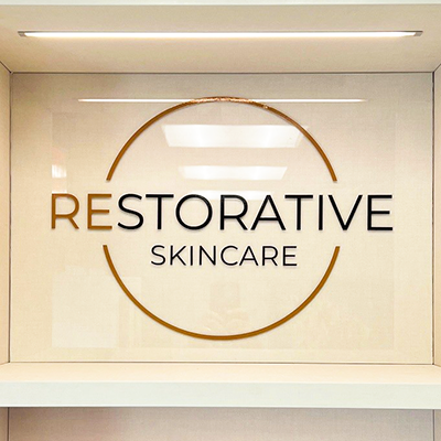 Custom Interior Dimensional Logo for Restorative Skincare