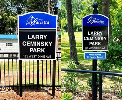 Post and panel Marietta, Georgia Ceminsky Park Signs by Marietta Signs