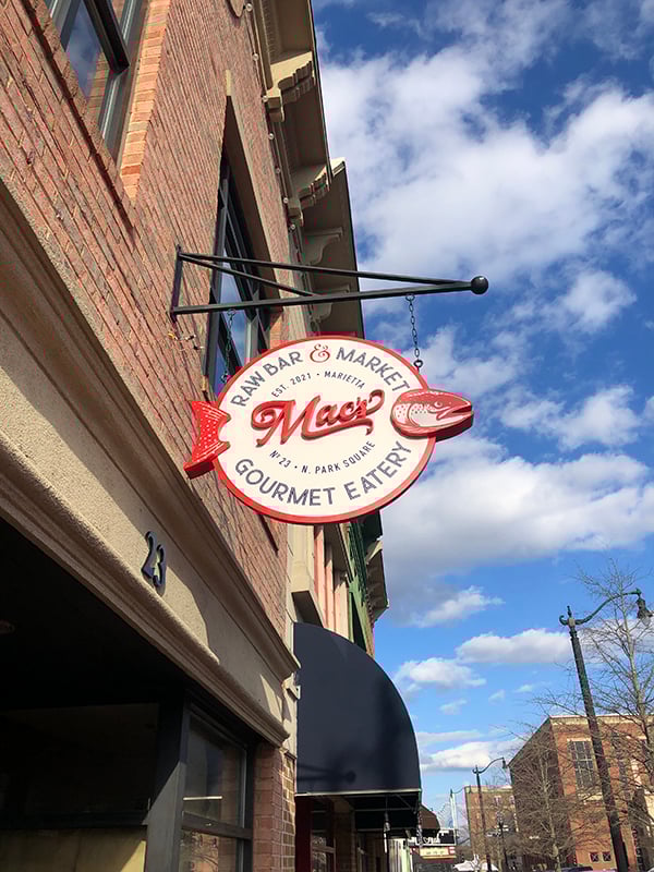 Macs Raw Bar 3-D Routed Blade Sign - Marietta Sqaure